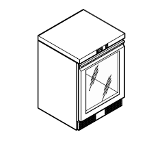 Шкаф холодильный барный 60 л TECNOSTEEL серия TN590 VB060N-I, нерж., встр. агрегат, 1 ст.дв. +2/+10
