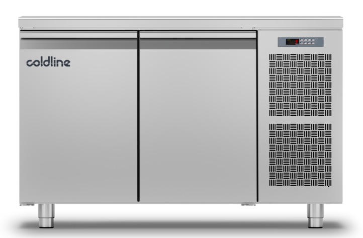 Стол холодильный 1300 стол. б/борта COLDLINE MASTER GN1/1 TP13/1M-760 Д:2, корп 760, встр.агр.-2/+8 (2 двери, агр. справа (стандарт))