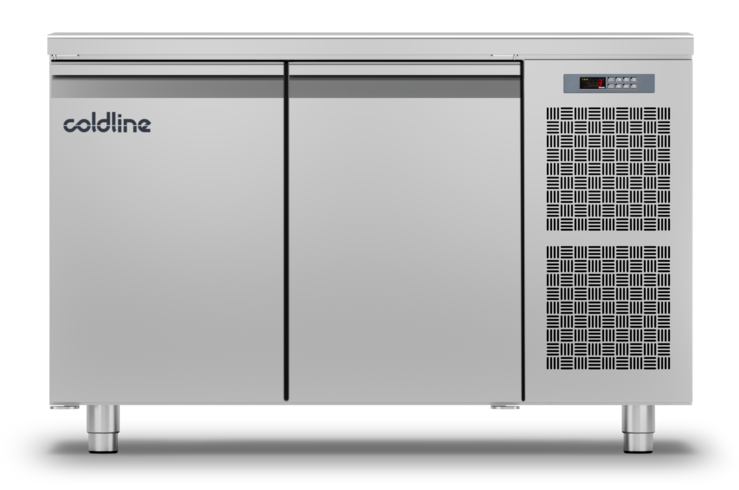 Стол холодильный 1300 стол. б/борта COLDLINE MASTER 600 TP13/1MQ-760 Д:2, корп 760, встр.агр.-2/+8 (Д:2, агр. справа (стандарт))