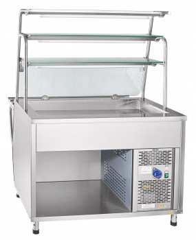 Прилавок-витрина холодильный ABAT Премьер ПВВ(Н)-70Т-НШ (Нерж. сталь)