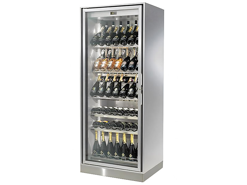 Шкаф винный ENOFRIGO ENOGALAX GM5C1V H2000 пристенный, 1 стекл. дверь, 215 бут (цвет снаружи - алюминий, цвет внутри - нерж. сталь)