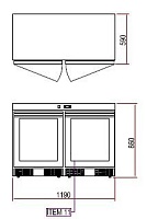 Шкаф холодильный барный 120 л TECNOSTEEL VB120N-ISER, нерж/RAL9017, встр.агрегат, 2 двери, +2/+10 для пекарни